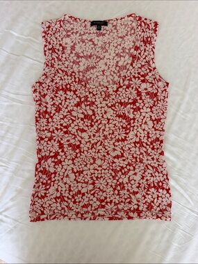Burberry Red and White Floral Tank Top